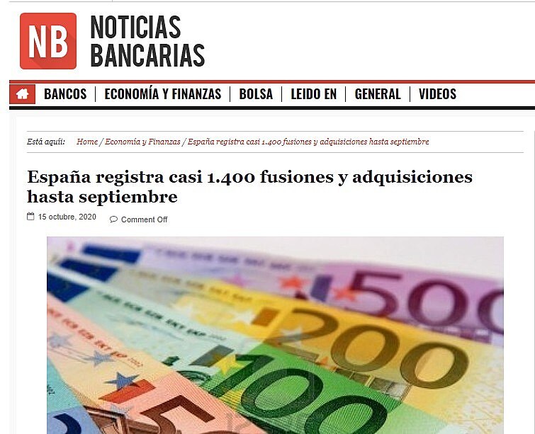 Espaa registra casi 1.400 fusiones y adquisiciones hasta septiembre